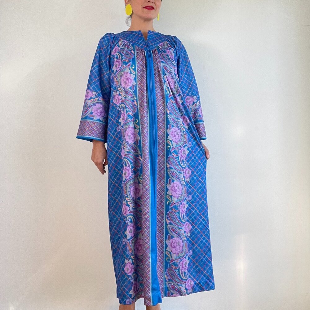 Vintage 70s Paisley Floral Print Tunic - Size M